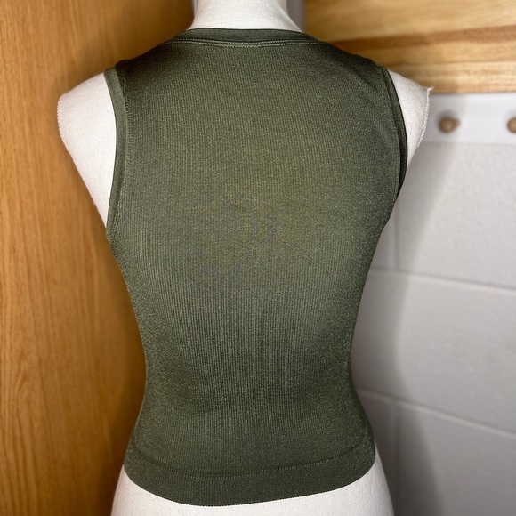 Express Green ribbed tank w/ glitter sheen - Picture 3 of 3